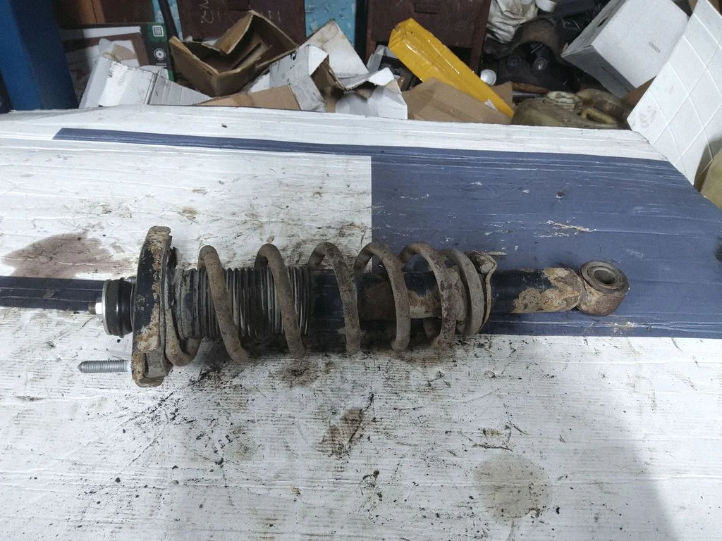 Rear shock absorber with coil spring – left